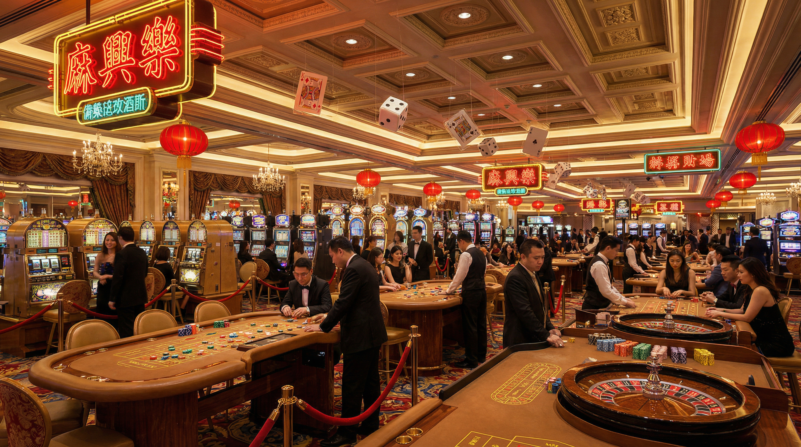 博彩平台豪华赌场大厅展示百家乐轮盘德州扑克游戏